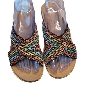 Skechers Wedge Sandals Colorful Cork Heel Y2K Retro 8.5